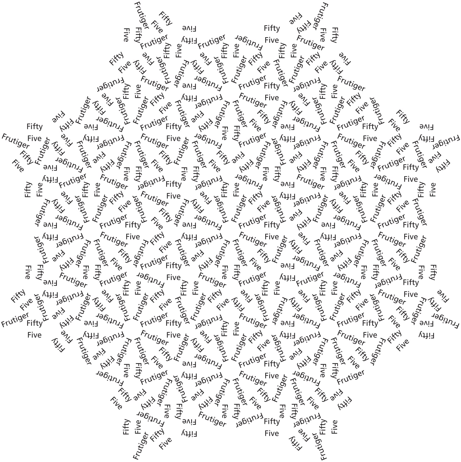 Frutiger, the word in the font, on an Ammann–Beenker tiling