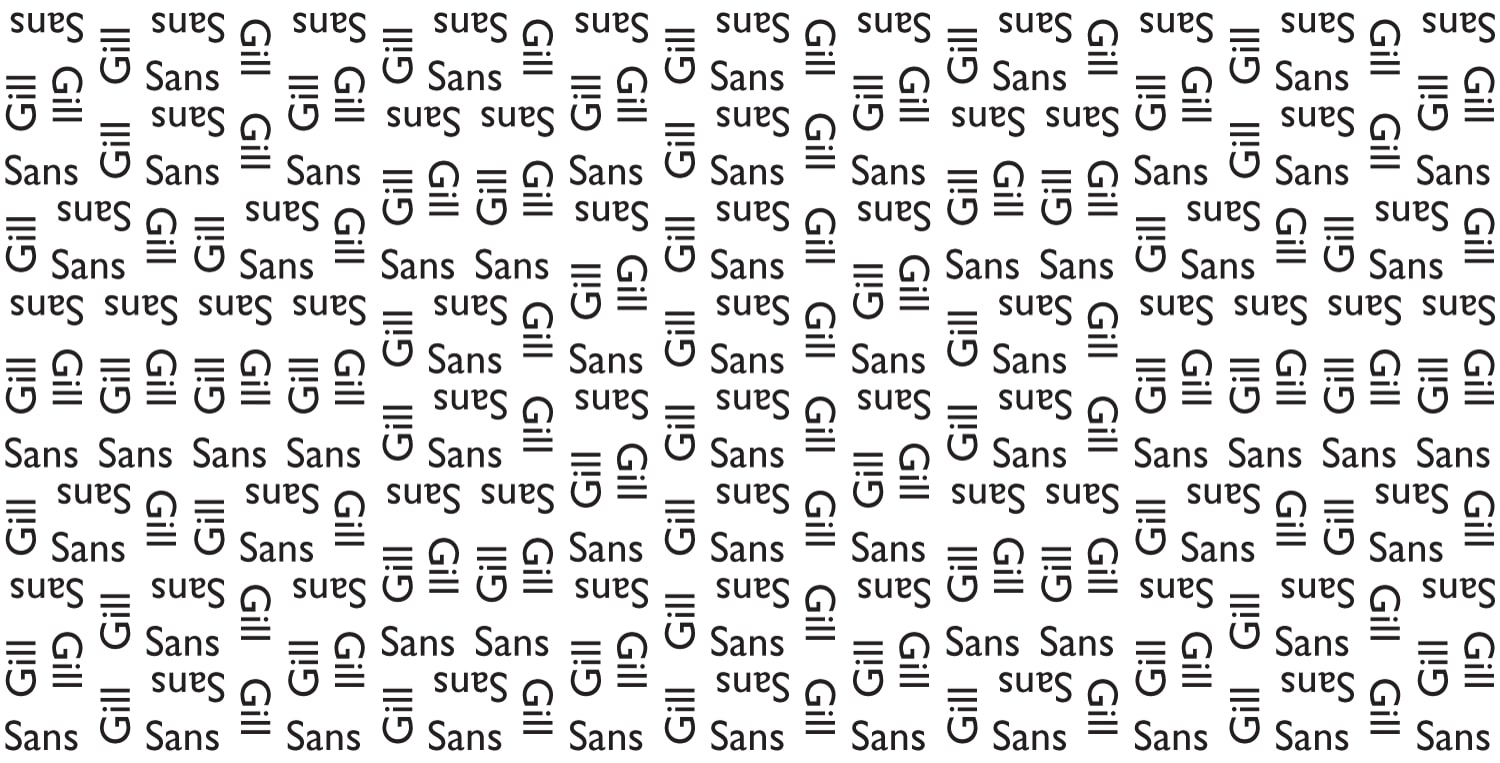 Gill Sans, the word in the font, on a domino tiling